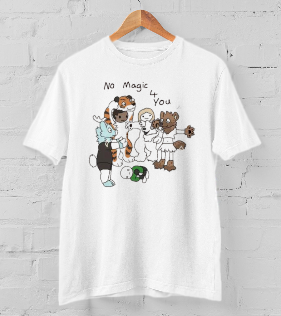 No Magic 4 You Cartoon Animals Group Hugging Animated Creatures T-Shirt