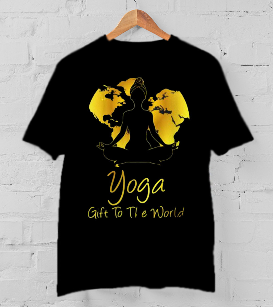 Yoga Gift To The World Globe Silhouette Meditation T-Shirt