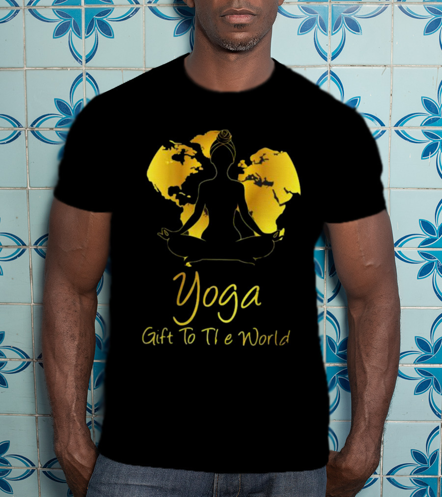 Yoga Gift To The World Globe Silhouette Meditation T-Shirt