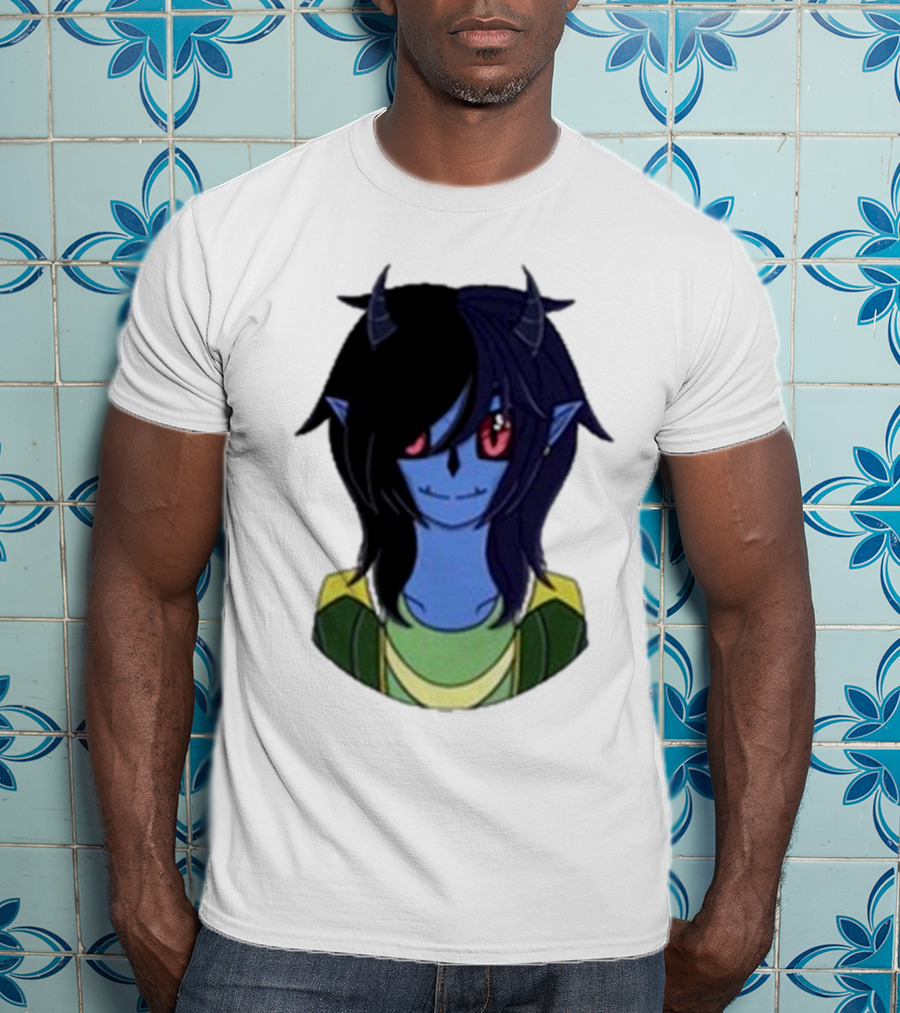Zombicplayz's Anime-Style Blue Demon Character With Red Eyes And Horns T-Shirt