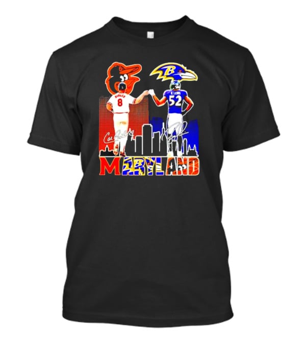 Cal Ripken Ray Lewis Baltimore Orioles Ravens Maryland Signatures T-Shirt