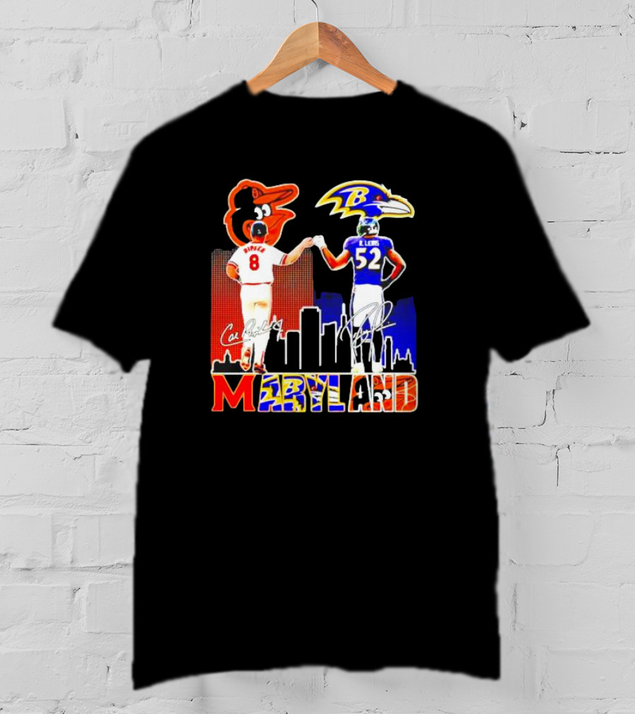 Cal Ripken Ray Lewis Baltimore Orioles Ravens Maryland Signatures T-Shirt