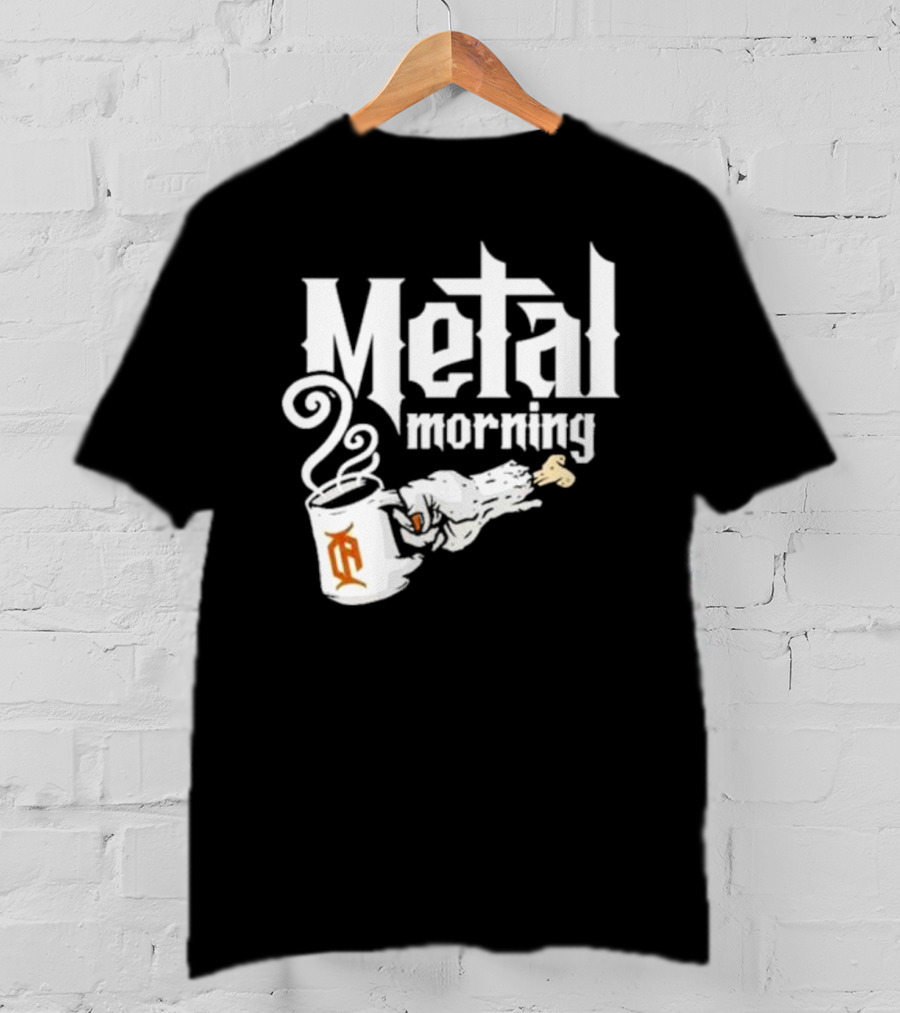 Metal Morning Skeleton Hand Coffee Cup T-Shirt