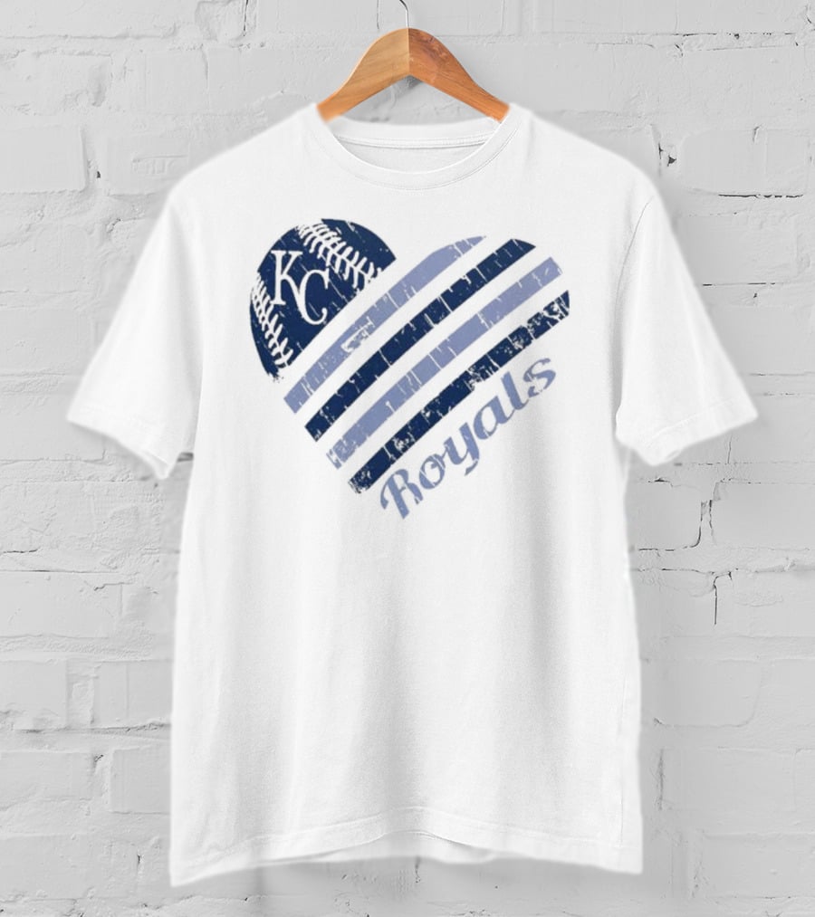 Kansas City Royals G-III 4Her Carl Banks White Heart KC Baseball Royals T-Shirt