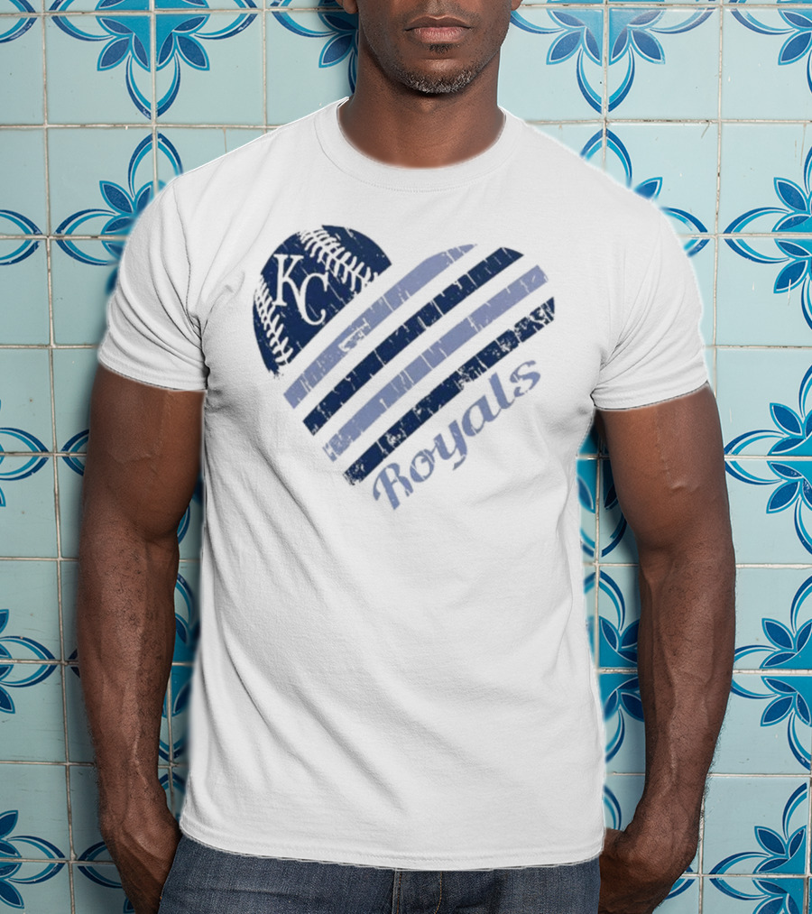 Kansas City Royals G-III 4Her Carl Banks White Heart KC Baseball Royals T-Shirt