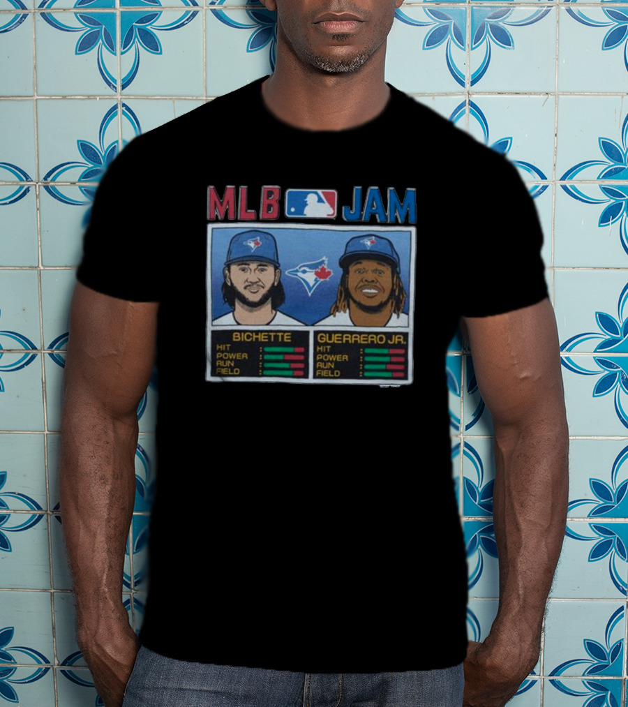 MLB Jam Toronto Blue Jays Bichette Guerrero Jr Baseball Card T-Shirt