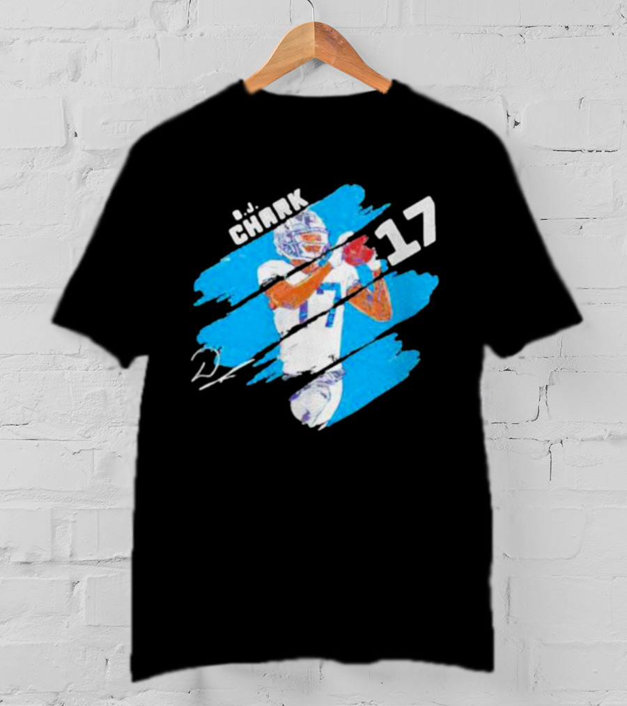 D.J. Chark Carolina Panthers Stripes 17 Signature T-Shirt