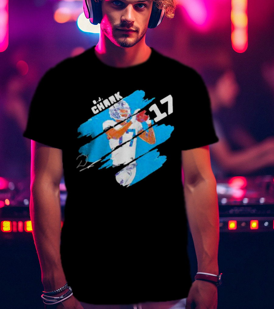 D.J. Chark Carolina Panthers Stripes 17 Signature T-Shirt