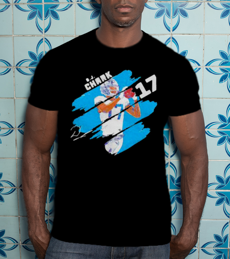 D.J. Chark Carolina Panthers Stripes 17 Signature T-Shirt