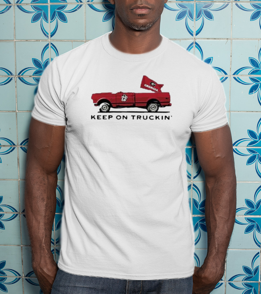 UGA All American Keep On Truckin' Georgia Bulldogs Red Truck Flag T-Shirt