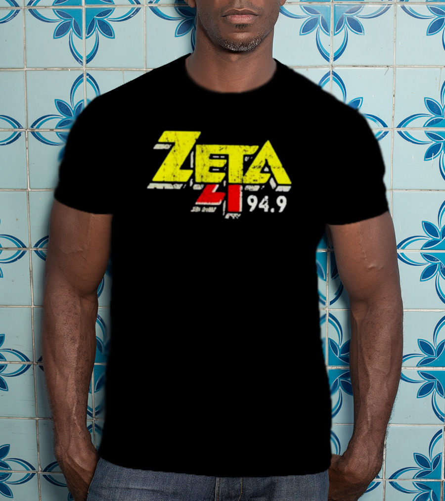 Zeta 41 Radio 94.9 Distressed Yellow T-Shirt