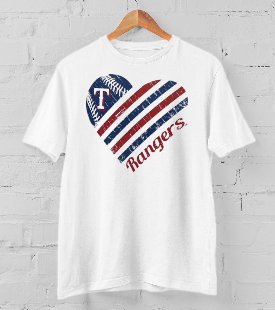 Texas Rangers Heart Design G-III 4Her By Carl Banks T-Shirt