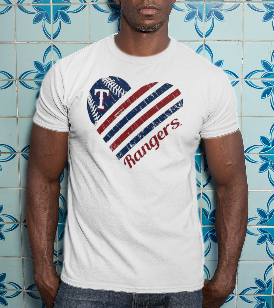 Texas Rangers Heart Design G-III 4Her By Carl Banks T-Shirt