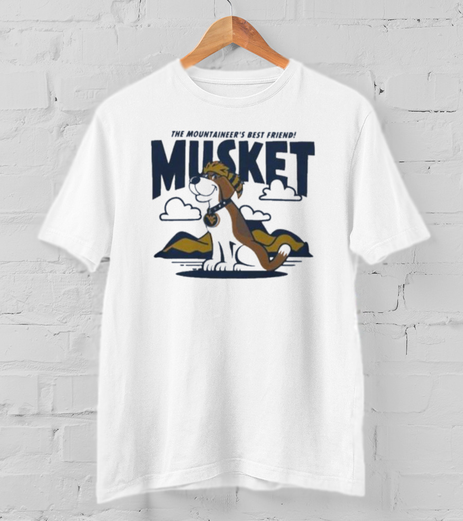 West Virginia Musket The Mountaineer’s Best Friend Golden Dog In Mountain Landscape T-Shirt