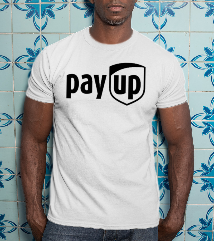 Sean M. O’Brien Pay Up Shield Inspired Text Motif T-Shirt