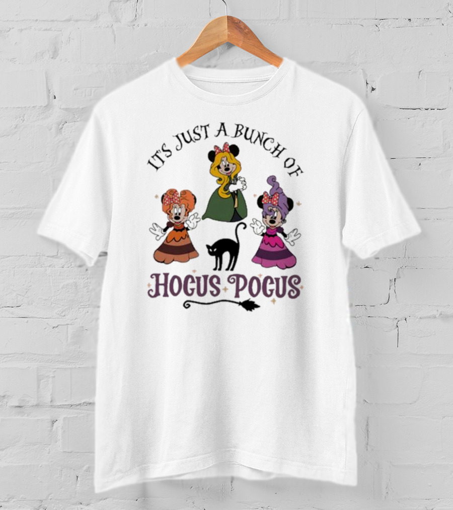 Disney Mickey It's Just A Bunch Of Hocus Pocus Halloween Black Cat Trio T-Shirt