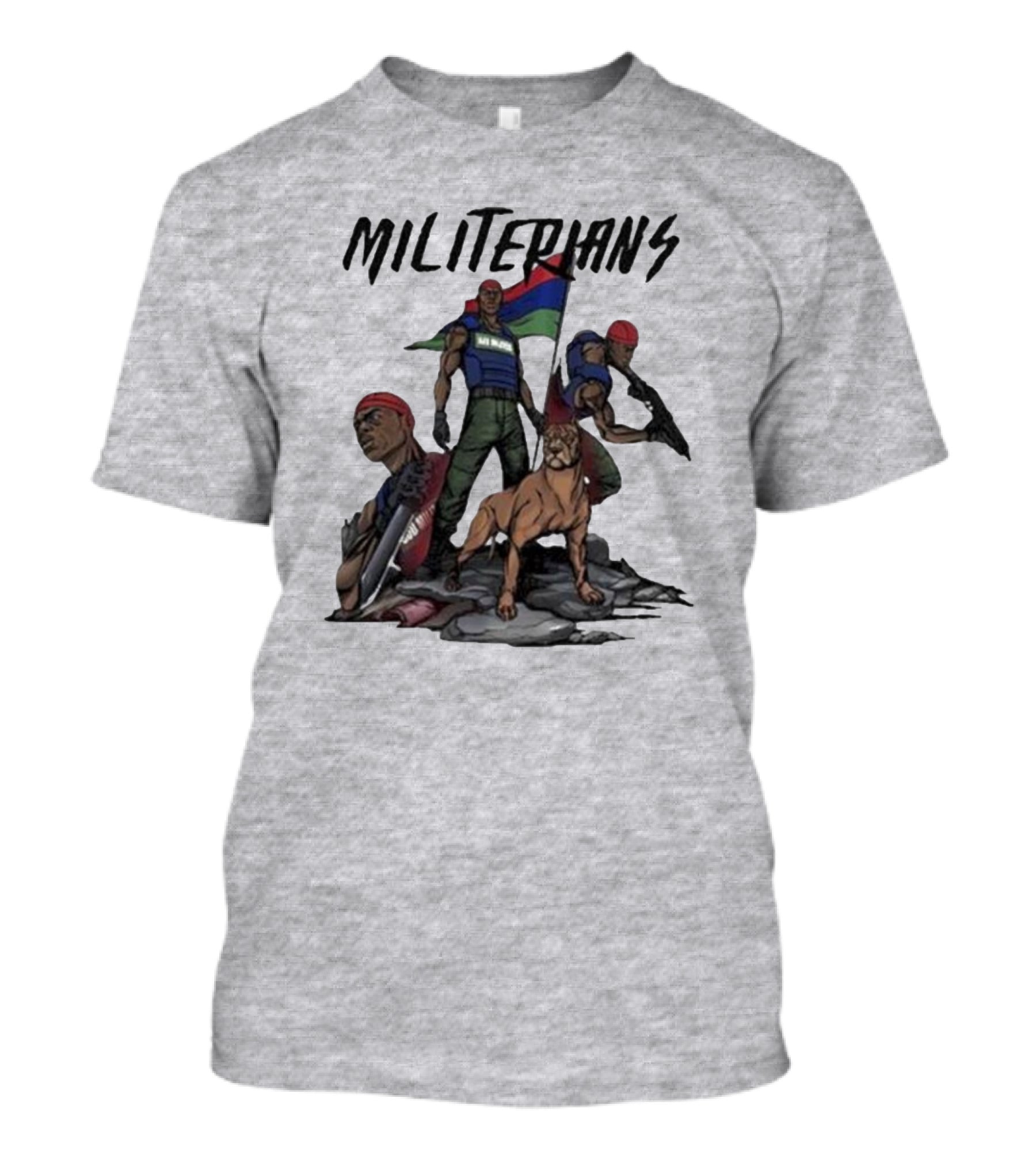 J Hus Merch Militerians Militant Style With Red Bandanas And Guard Dog T-Shirt