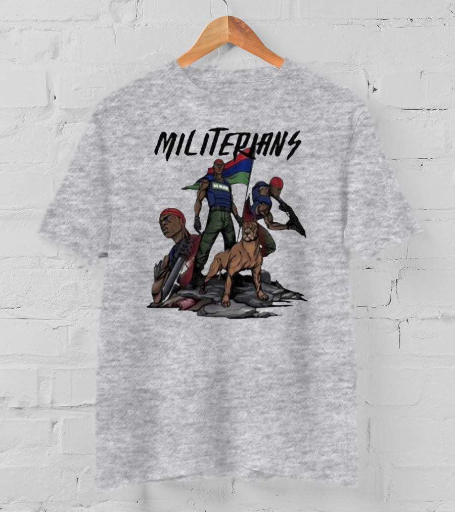 J Hus Merch Militerians Militant Style With Red Bandanas And Guard Dog T-Shirt