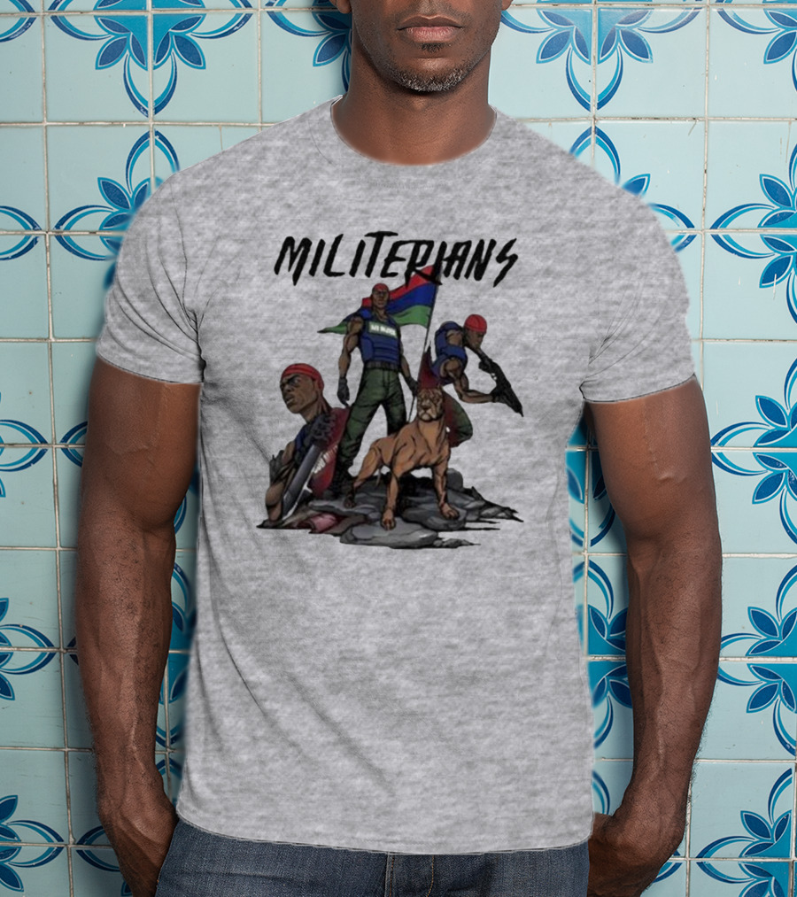 J Hus Merch Militerians Militant Style With Red Bandanas And Guard Dog T-Shirt