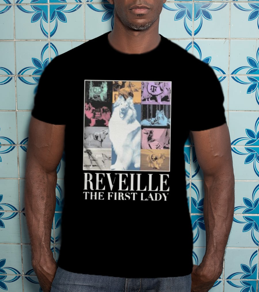 Reveille The First Lady Texas A&M Colorful Collage T-Shirt