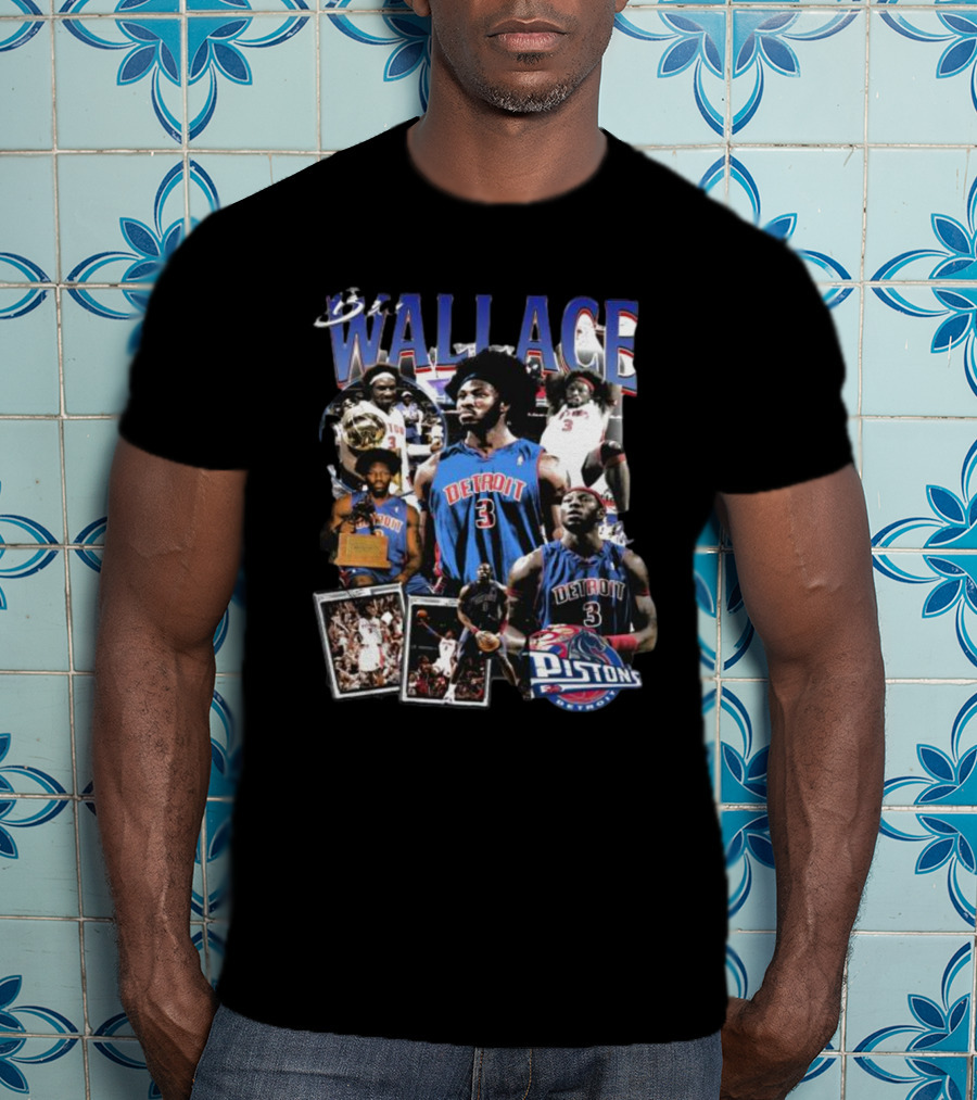 Ben Wallace Detroit Pistons Basketball Legends Collage T-Shirt
