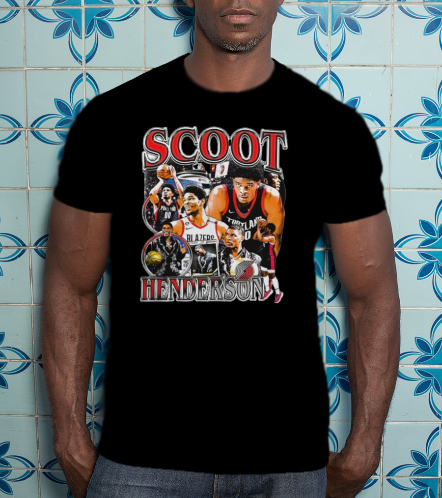 Scoot Henderson Portland Trail Blazers NBA Basketball Montage T-Shirt