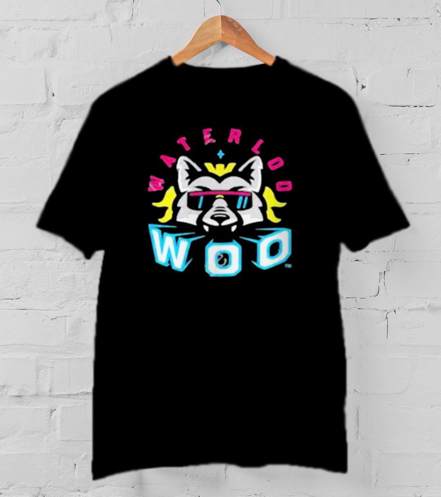 Waterloo Woo Retro Raccoon With Sunglasses And Crown In Neon Colors T-Shirt