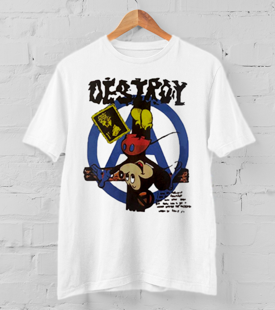 Destroy Crucified Mickey Mouse With Anarchy Symbol Seditionaries T-Shirt