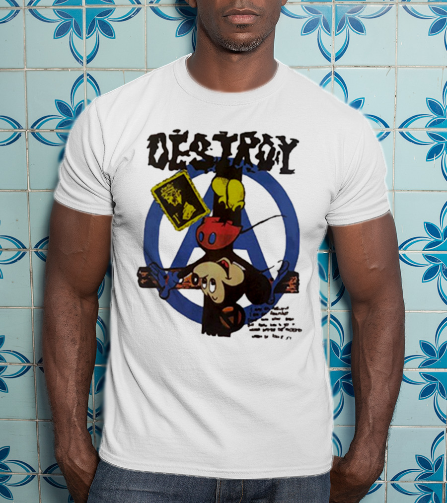 Destroy Crucified Mickey Mouse With Anarchy Symbol Seditionaries T-Shirt