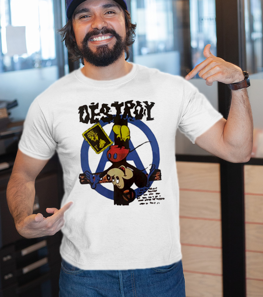 Destroy Crucified Mickey Mouse With Anarchy Symbol Seditionaries T-Shirt
