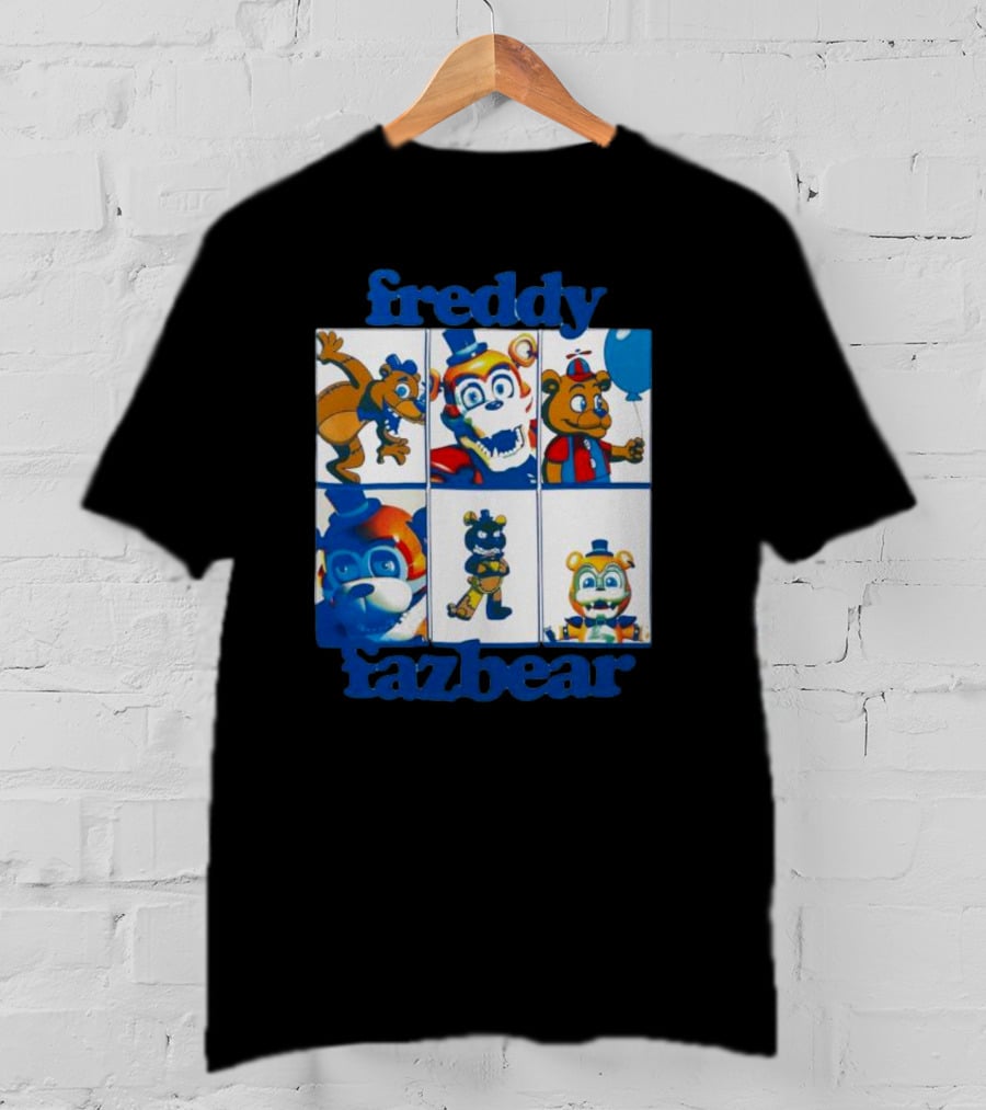 Freddy Fazbear Animated Comic Style Grid Boyfriend Fit Girls T-Shirt