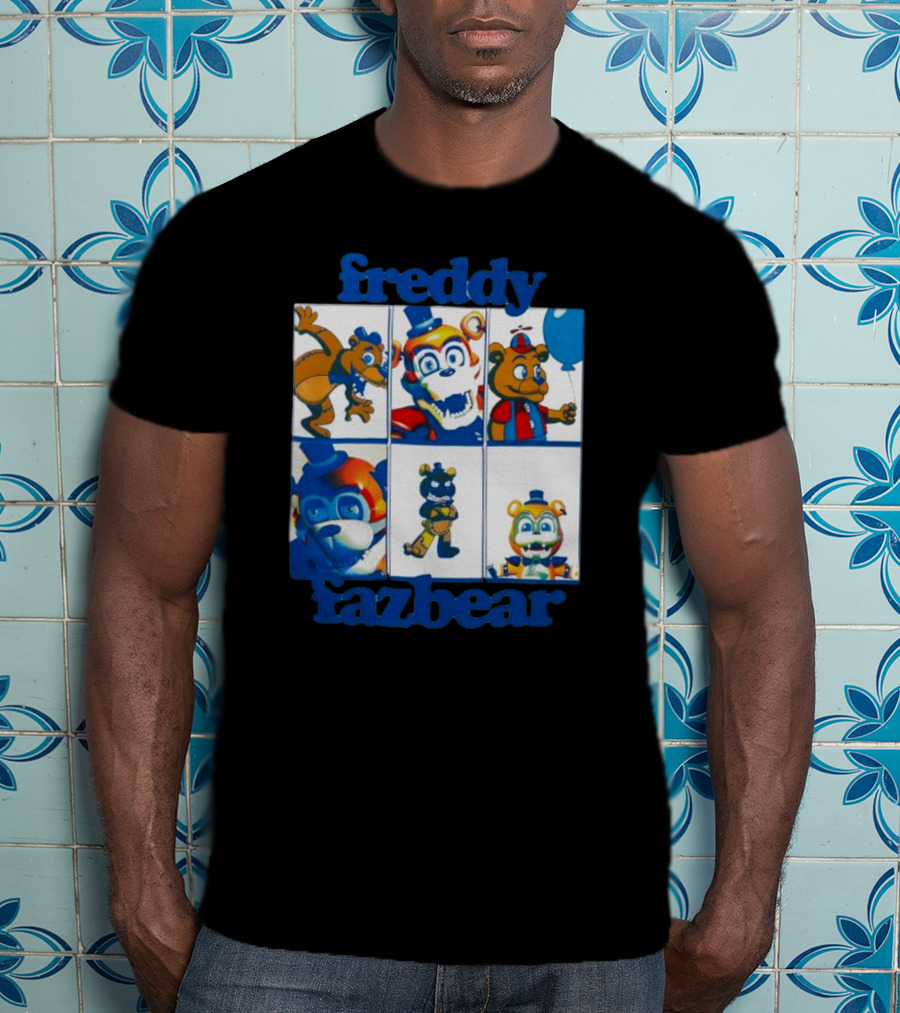 Freddy Fazbear Animated Comic Style Grid Boyfriend Fit Girls T-Shirt