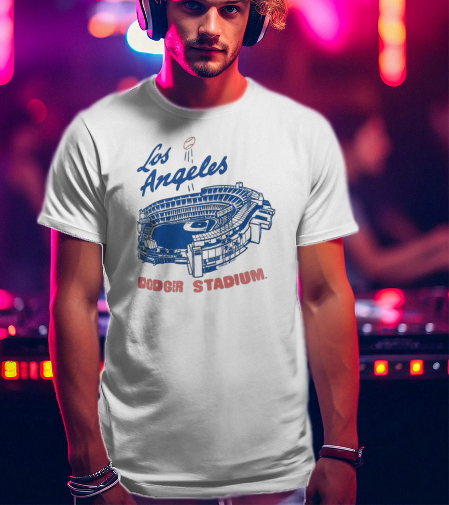 Los Angeles Dodger Stadium Homage Tri-Blend Gray T-Shirt