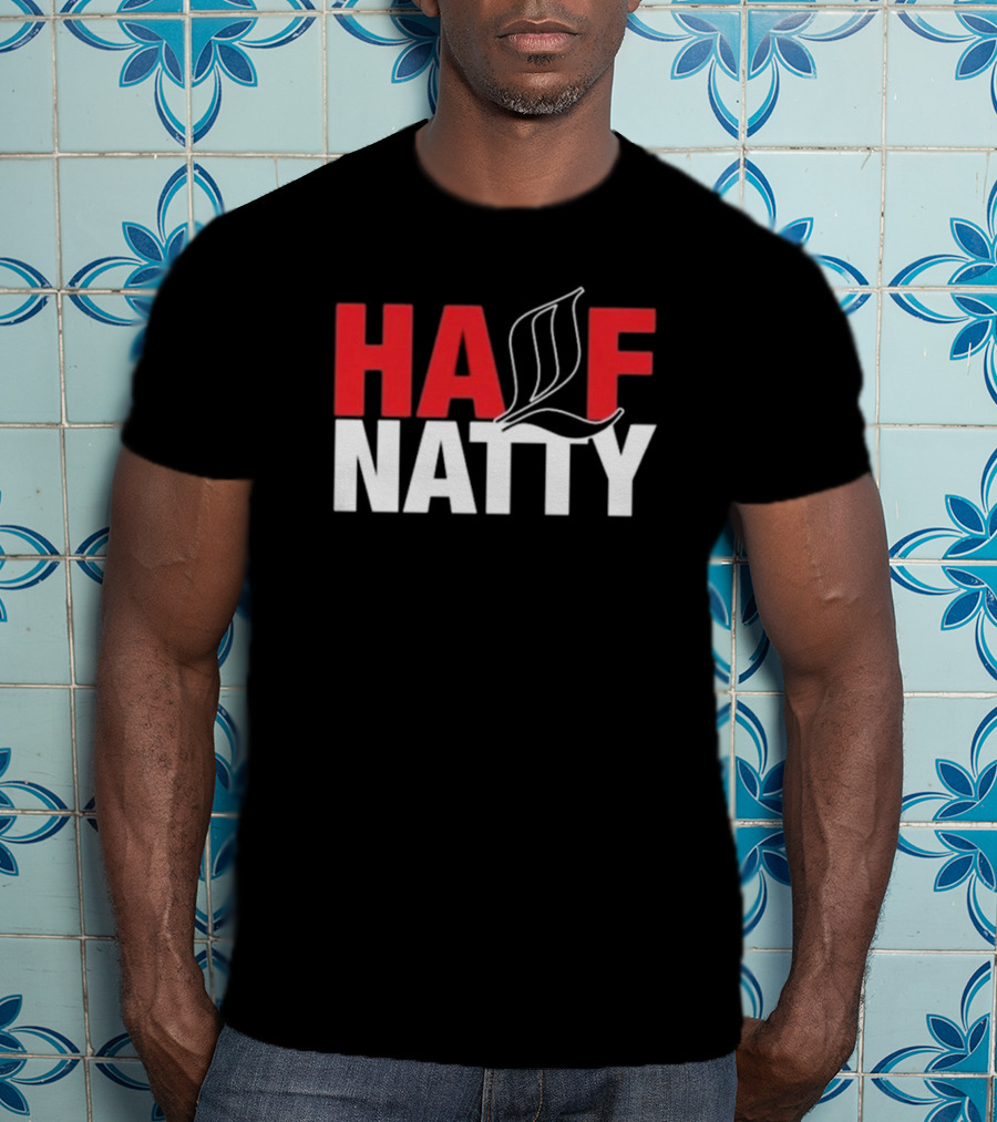 HALF NATTY Gym Bodybuilding Styled Leaf Motif T-Shirt