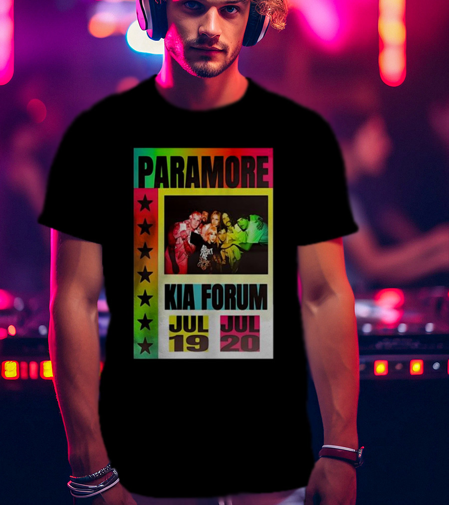 Paramore Kia Forum July 19 20 Starburst Neon Group T-Shirt
