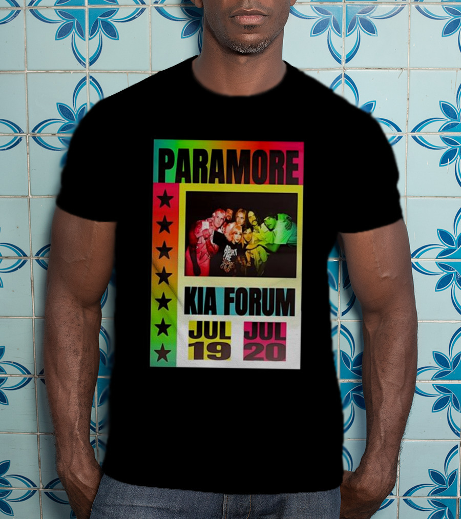 Paramore Kia Forum July 19 20 Starburst Neon Group T-Shirt