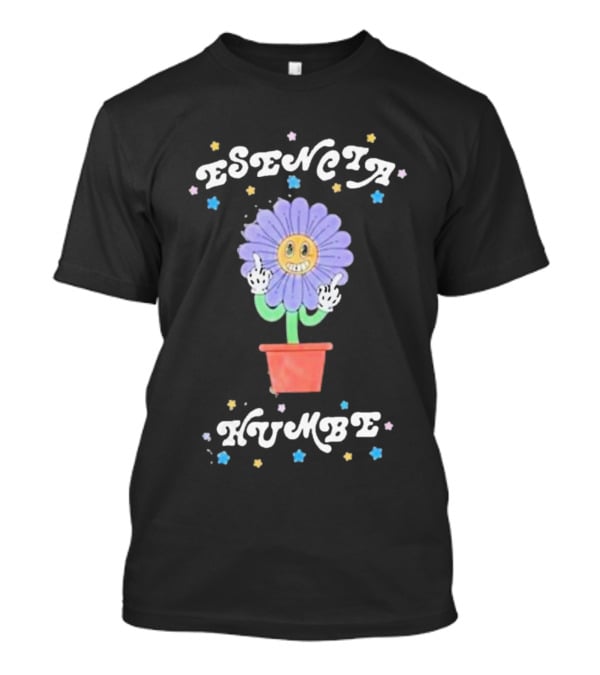 Esencia Humbe Smiling Flower Pot With Middle Finger Gesture And Colorful Stars T-Shirt