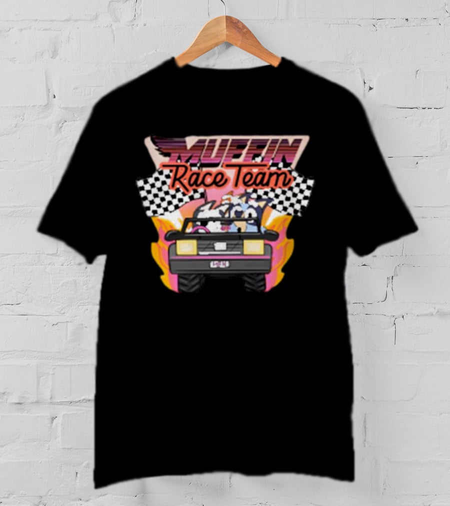 Muffin Race Team Checkered Flag Car Racing Adventure T-Shirt