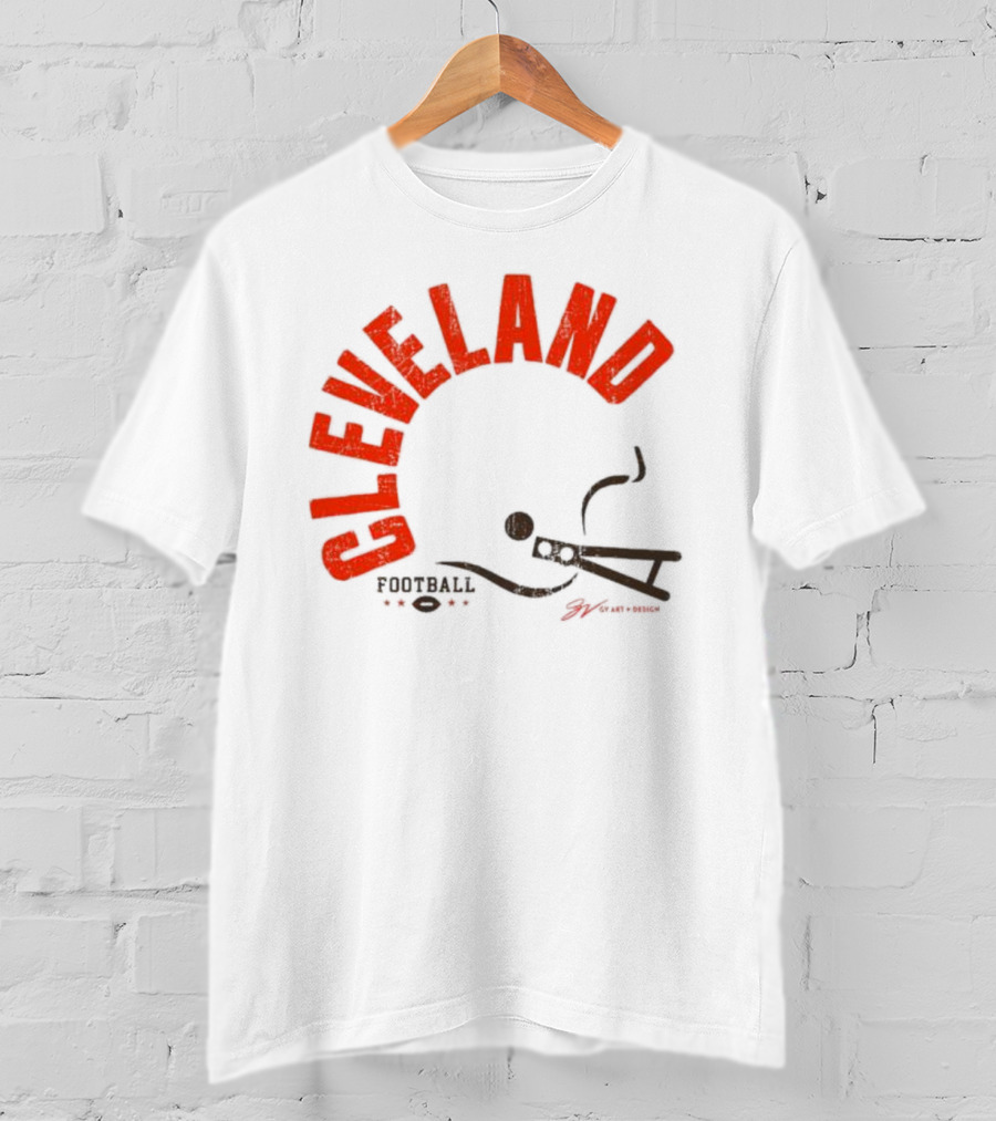Cleveland Football Helmet Bold Type T-Shirt