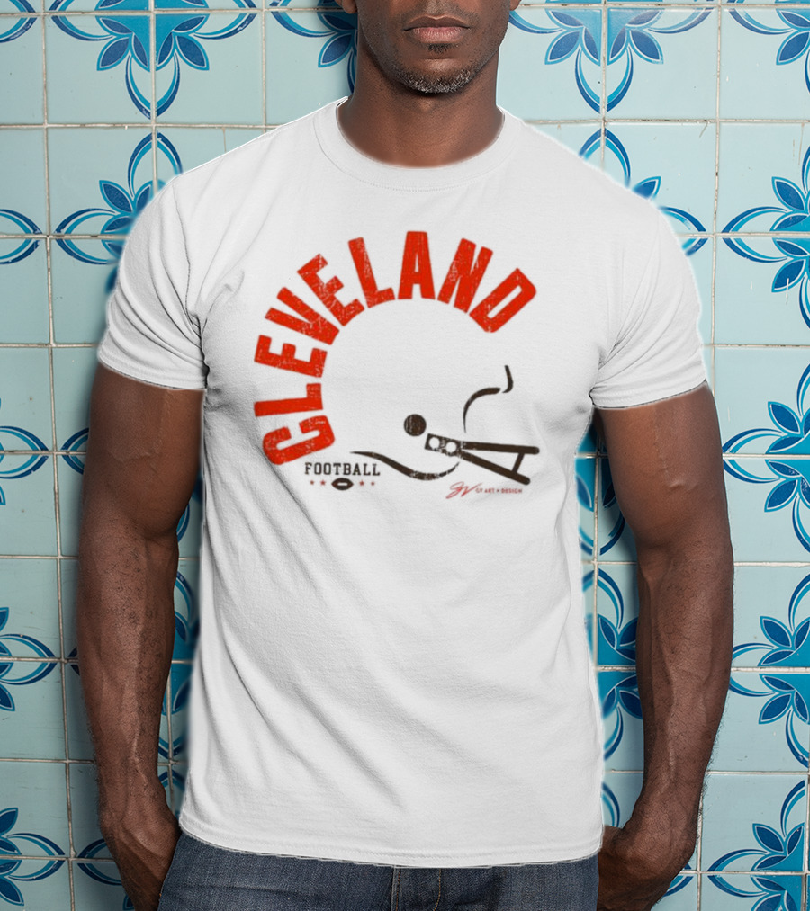 Cleveland Football Helmet Bold Type T-Shirt