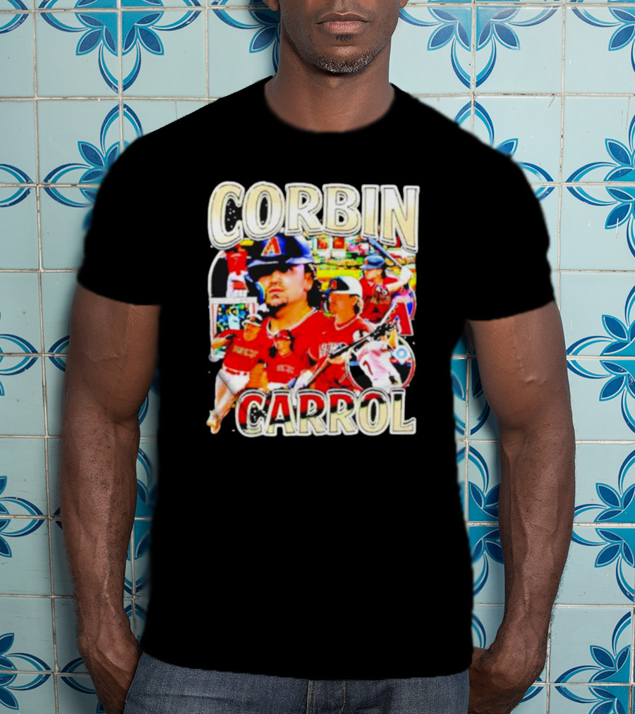 Corbin Carrol Baseball Vintage Player Action Collage T-Shirt
