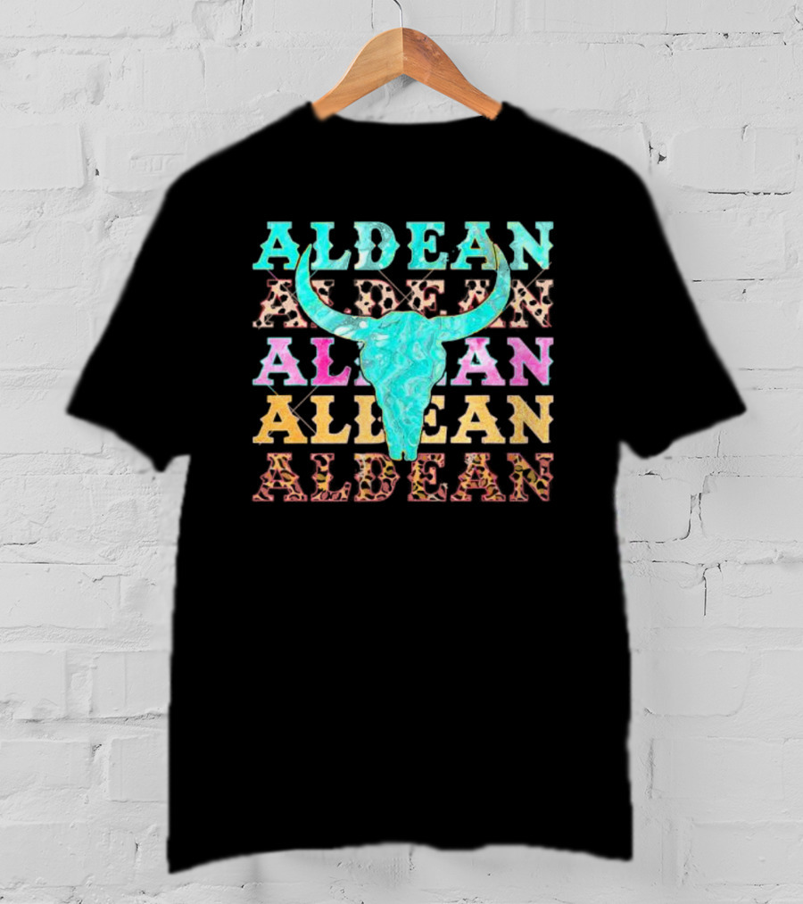 Aldean Bullhorn Leopard Skull Colorful Cowhide T-Shirt