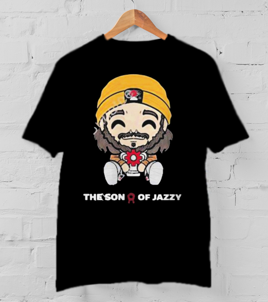 Son Of Jazzy Whimsical Cartoon Character With Yellow Beanie And Flower T-Shirt
