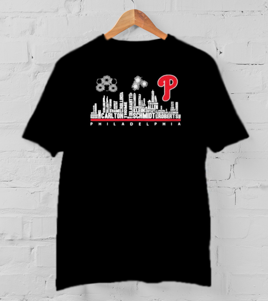 Philadelphia Skyline Phillies Players Legends Names Iconic T-Shirt