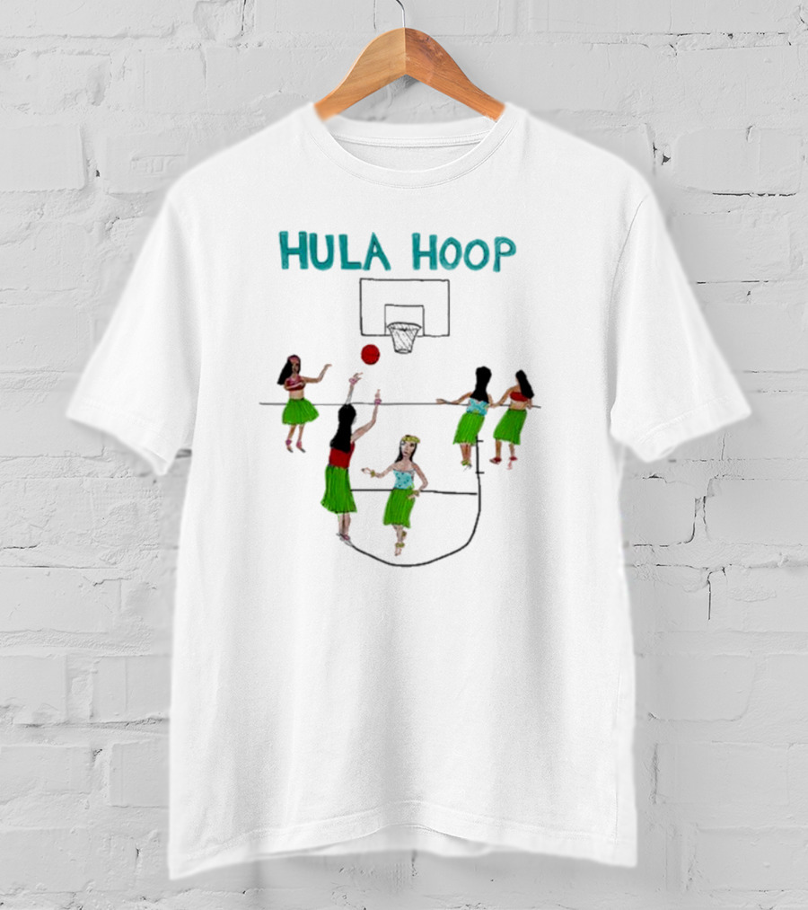 Hula Hoop Basketball Hula Dancers Court Scene T-Shirt