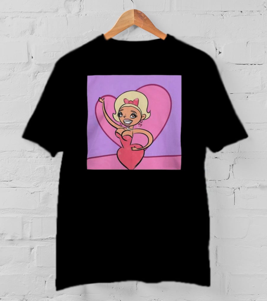 Jaymes Mansfield Cartoon Heart Outfit Pink Background T-Shirt