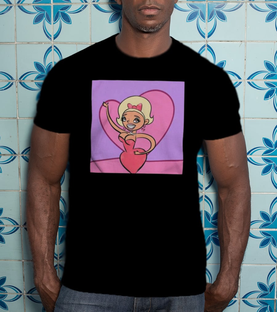 Jaymes Mansfield Cartoon Heart Outfit Pink Background T-Shirt