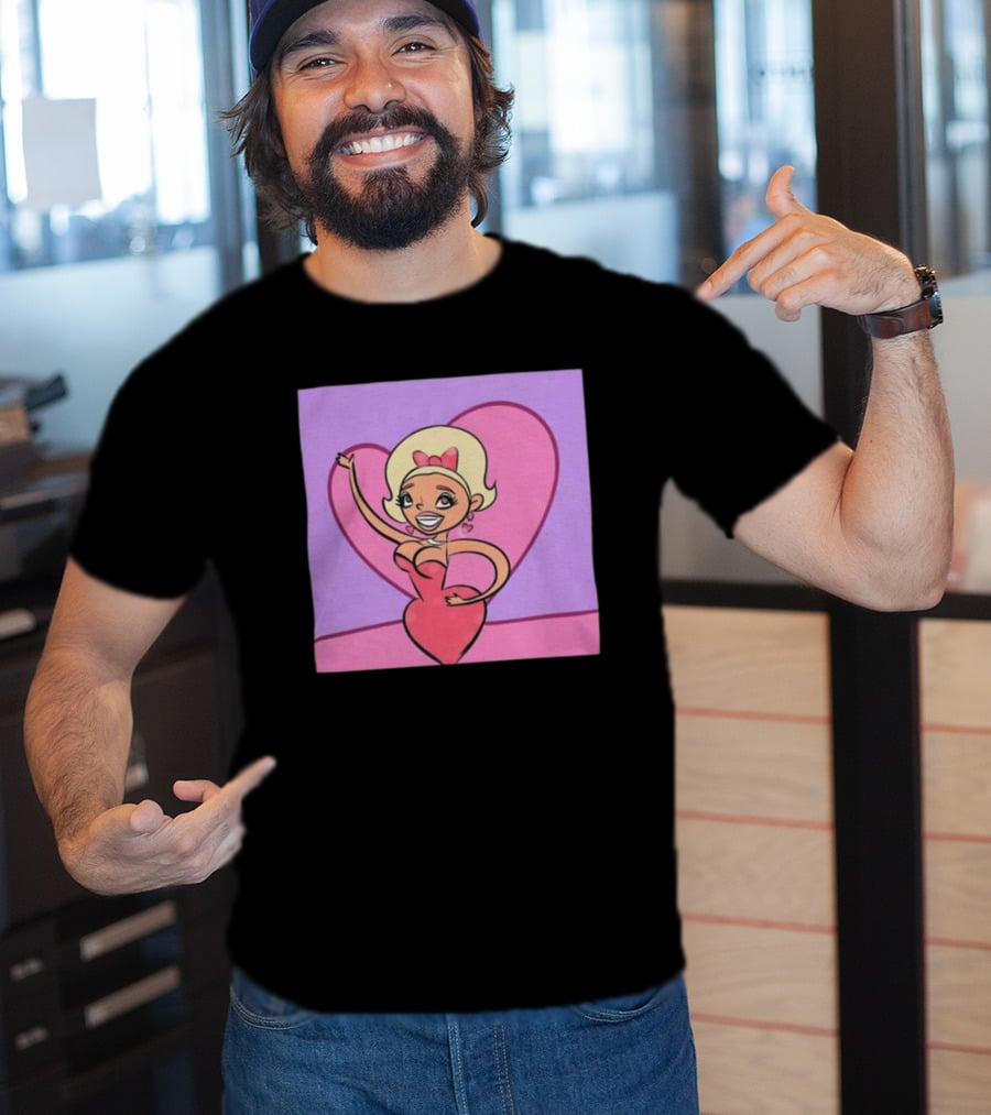 Jaymes Mansfield Cartoon Heart Outfit Pink Background T-Shirt