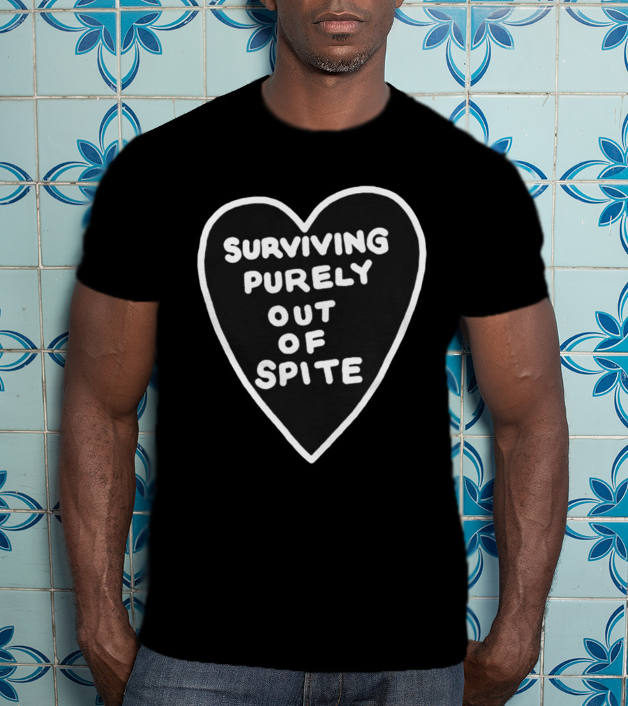 Surviving Purely Out Of Spite Heart Motif T-Shirt