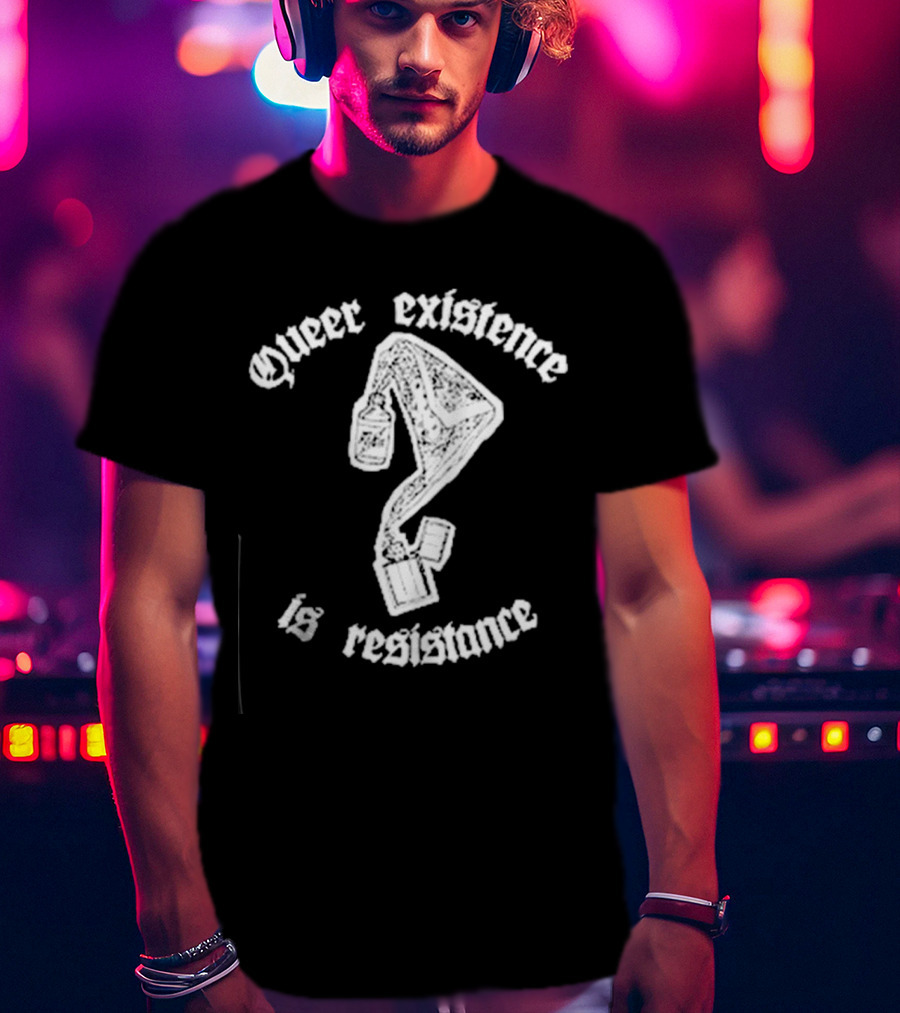 Queer Existence Is Resistance Question Mark Graffiti T-Shirt